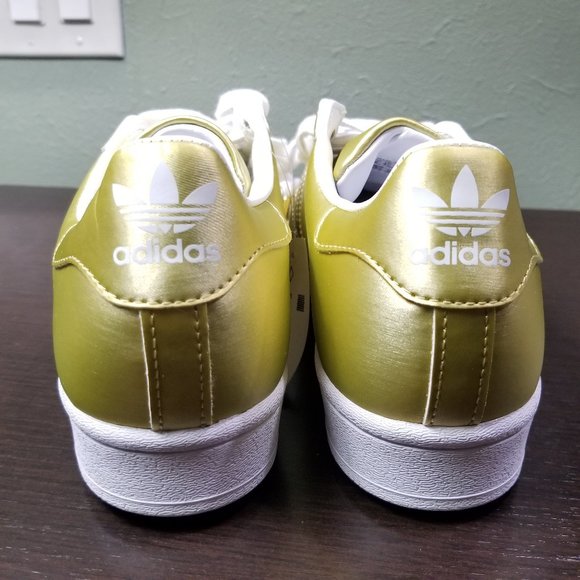 adidas Womens Superstar Satin Gold Metallic White FY1154 Sneaker Fashion Old OG - Picture 10 of 12